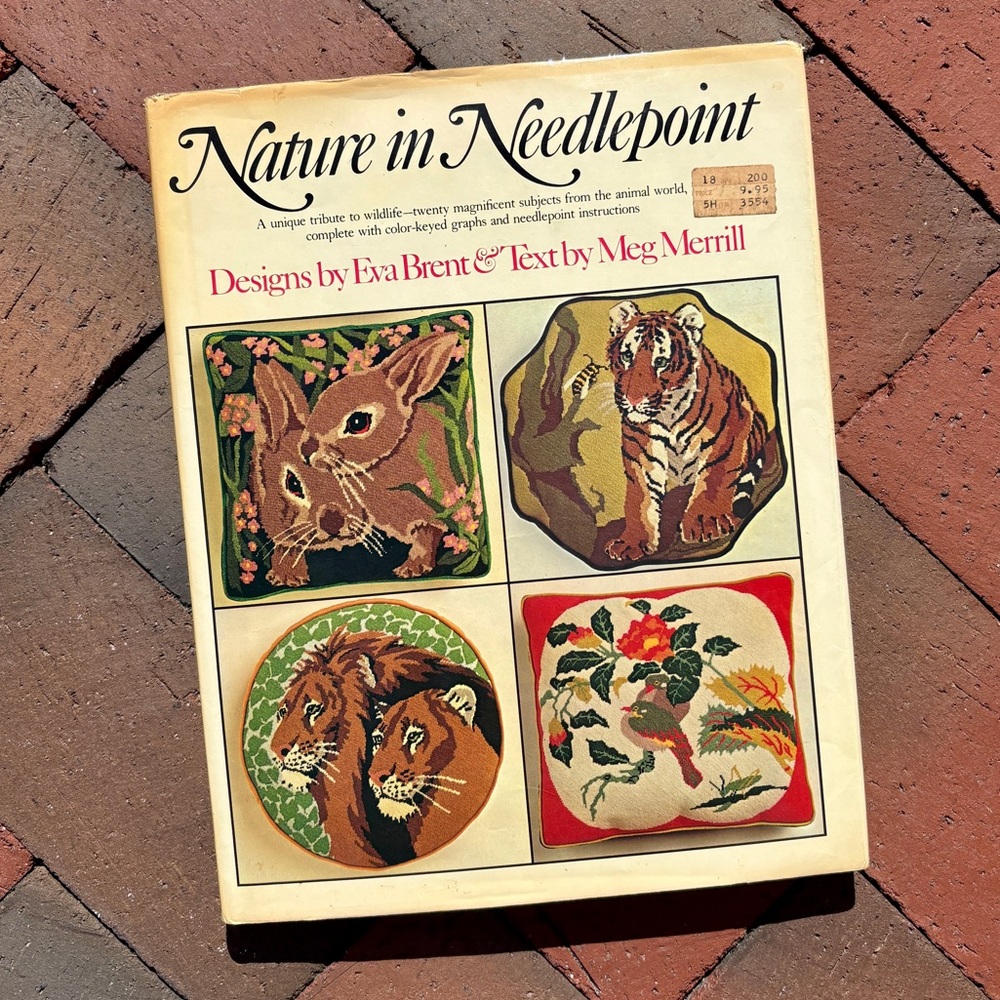 1975 Nature in Needlepoint Cute Animal DIY Projects Owl Lion Rabbit Stitchery